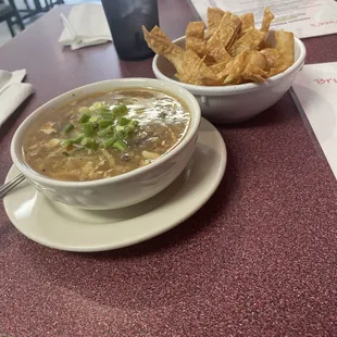 Hot &amp; Sour and Egg Drop mixed.