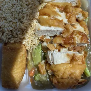 Boneless Fried Chicken and Vegetables