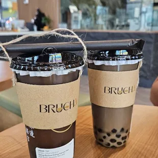 Brucha house style milk tea and spring equinox honey lemon tea