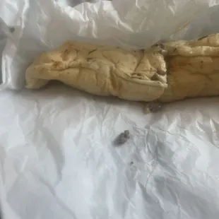 2.5" of empty bread on each end of 12"