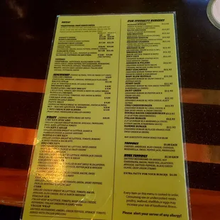 the menu