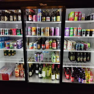 a refrigerator full of drinks