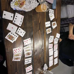 a table with playing cards on it