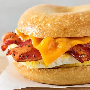 bacon, eggs, and cheese