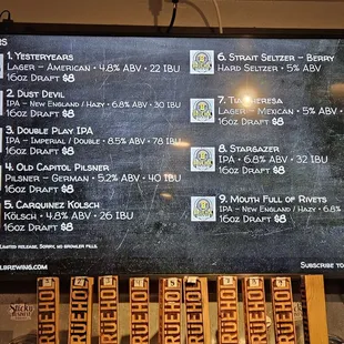 Beer menu