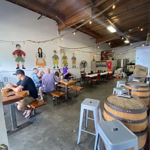 Inside sitting area with fans &amp; free popcorn