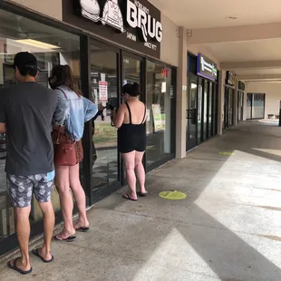 Waiting in line on a Saturday morning