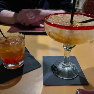 Italian margarita and old fashion with cave creek bourbon