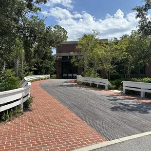 Entrance has the white boards symbolizing the old board tracks.
