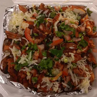 Loaded fries with cheese and crispy chicken!!!! Made to YOUR lliking.