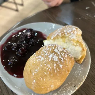Cream puffs w/ blueberry compote!