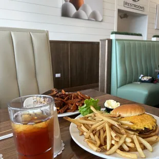 interior, burgers