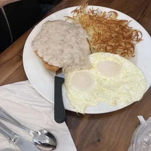 Country Fried Steak and Eggs