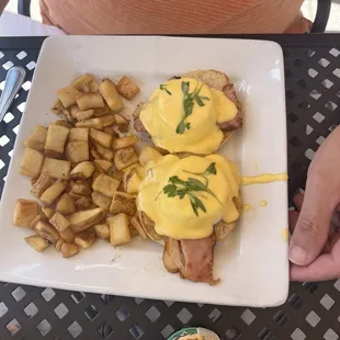 Brunch it Up Benedict with breakfast potatoes