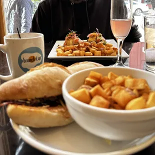 Cuban sandwich, chorizo Benedict, breakfast potatoes, bottomless mimosas, &amp; "spike it up" winter special hot chocolate w/ Jameson.