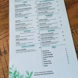 The menu