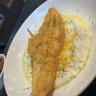 Catfish and grits with cheese