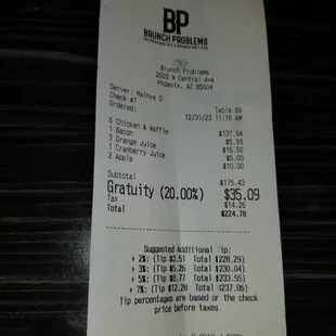 Check out this bill. Even if you tell them that you dont like it or care for their food, you still charged