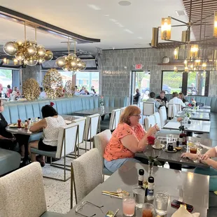 the restaurant is roomy and comfortable; the outdoor seating area is as large or a bit larger than the indoor part