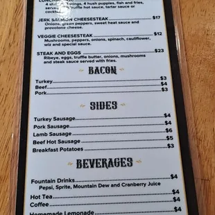 a menu on a table