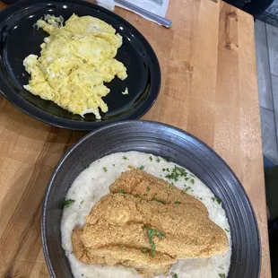 Fish &amp; grits with a side of eggs