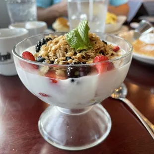 The parfait with berries and yogurt