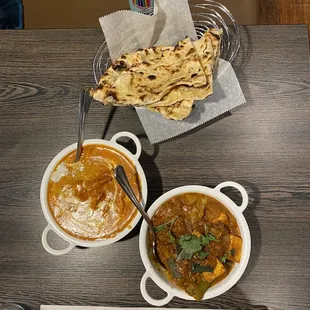 Butter chicken  Garlic naan  Kadai Paneer