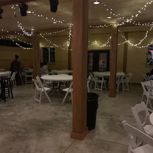 tables and white chairs