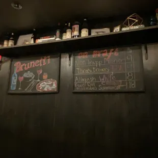 menus on the wall