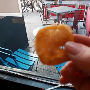 Fried lemon slice with the calamari