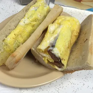 It&apos;s ian Sausage and Egg Sandwich on a long roll