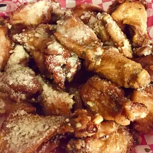 Garlic Romano cheese bone-in wings.