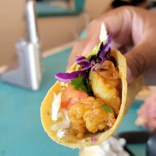 Battered shrimp taco