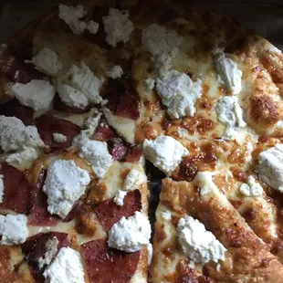salami and ricotta pizza