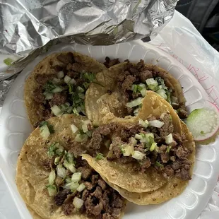 not bad! price is good needs more onions and cilantro for me as a street taco lover Good service