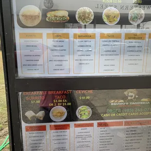 menus and prices