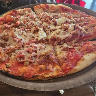 Bruno's Meat pizza w/ pepperoni, sausage, ham, and bacon