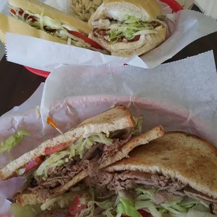 Mazza sandwich and Roast Beef sandwhich. Delicious!