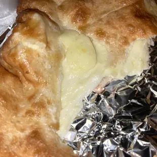 Inside cheese calzone