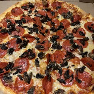 Pepperoni and mushroom pizza