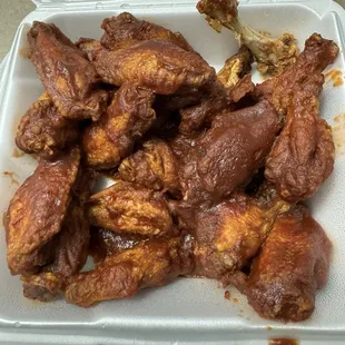 Wings that were just submerged in barbecue sauce nothing great about them