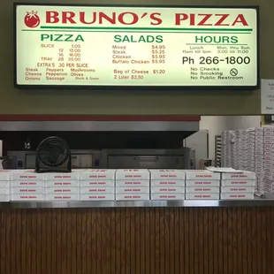 the menu for the restaurant