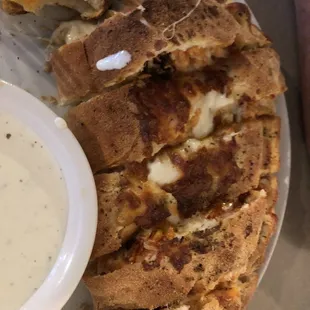 Stuffed cheesy bread with buffalo chicken (HH or regular menu)