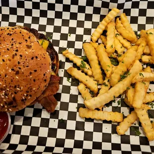 The Bruno Burger with fries