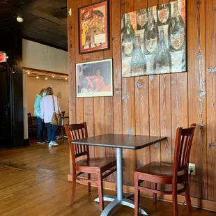 a table and two chairs
