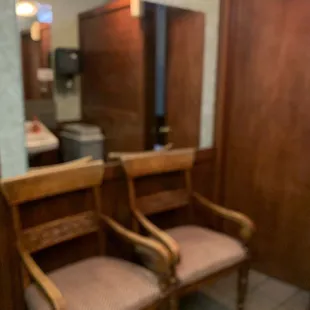 Bathroom area. They have this seating are between two restrooms.