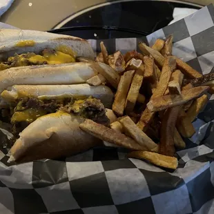 Cheesesteak and fries