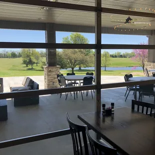 a view of the golf course from the dining room