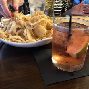 Cocktails!  Onion rings!