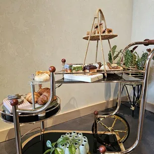 a table with a variety of pastries on it